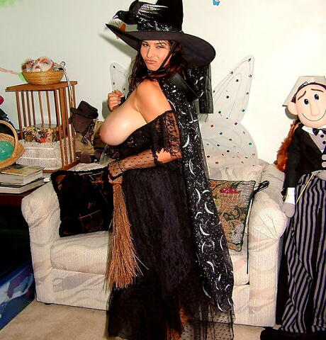 Enticing german milf Chloe Vevrier in cosplay costume exposes big tits and masturbates 